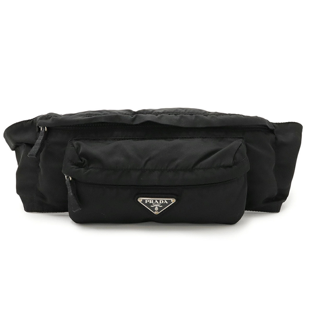 Prada Tessuto Waist Pouch Clutch Bag Hip Body Shoulder Black Nero Black